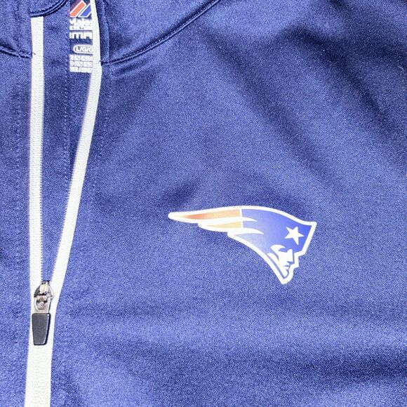 New England Patriots Majestic Thermabase 1/4 Zip Pullover Jacket Large Mens - Picture 2 of 5